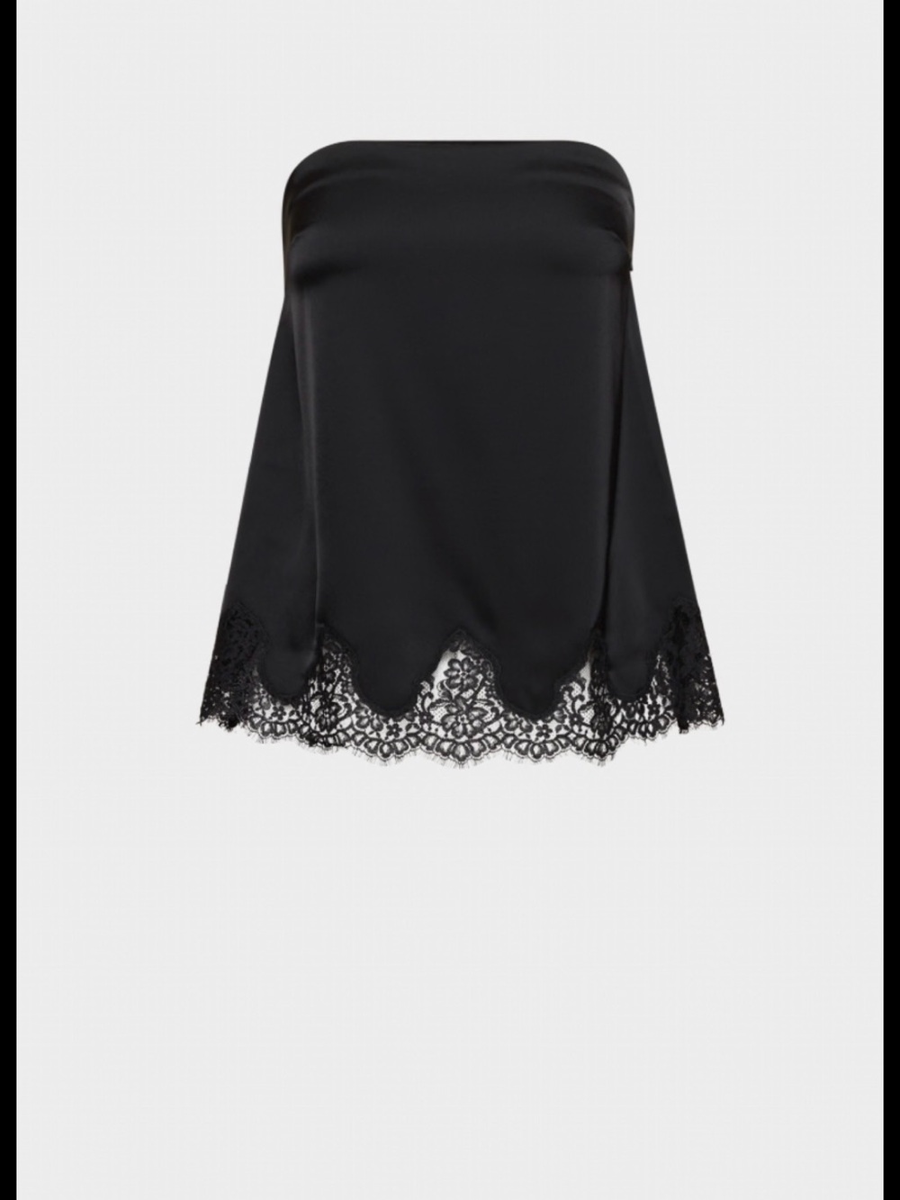 Zara Black Satin Strapless Lace-Trim Crop Top